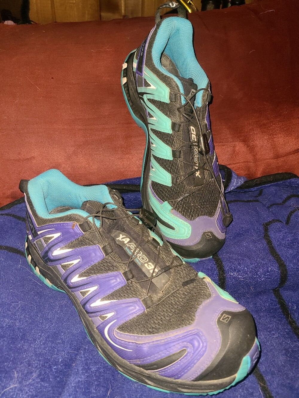 Salomon XA Pro Trail Running Shoes Women's 10.5 Purple Light Blue and Black